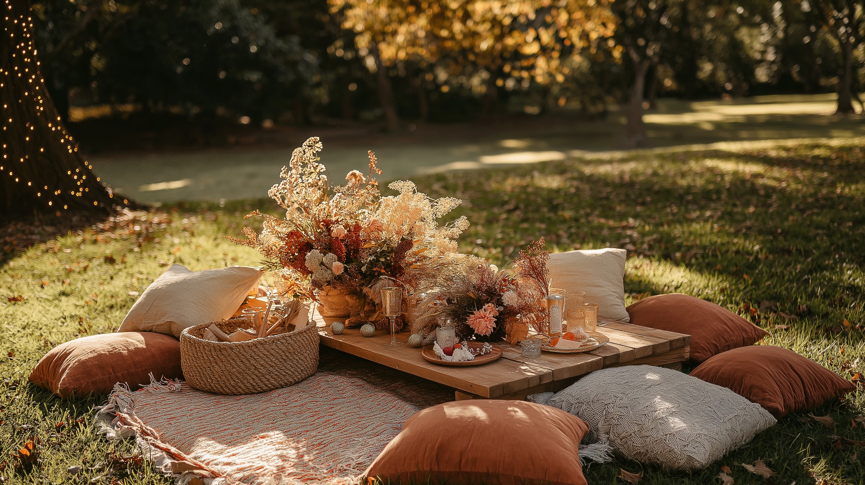 Boho picnic setup